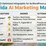 Infographic outlining 5 critical AI marketing questions for Florida business owners, including costs, compliance, and industry-specific strategies.